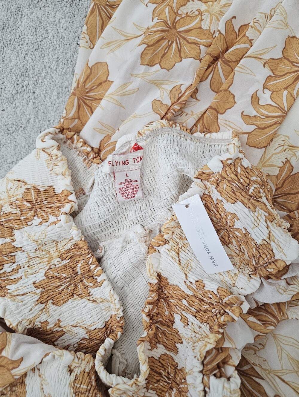 NWT Flying Tomato | Floral Print Off The Shoulder Smocked Maxi Dress Women Large - Picture 11 of 11